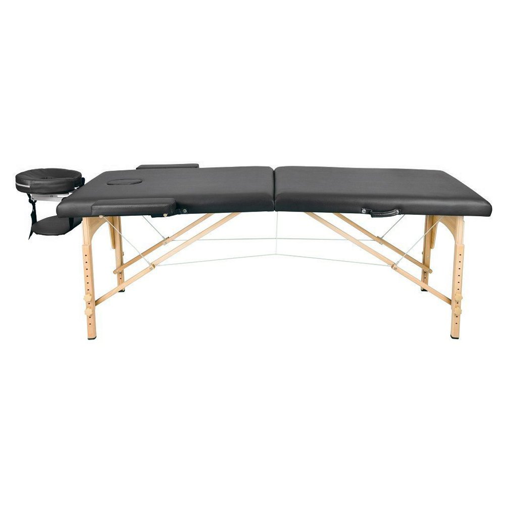 Массажный стол Atlas Sport складной 2-х секционный деревянный (черный)