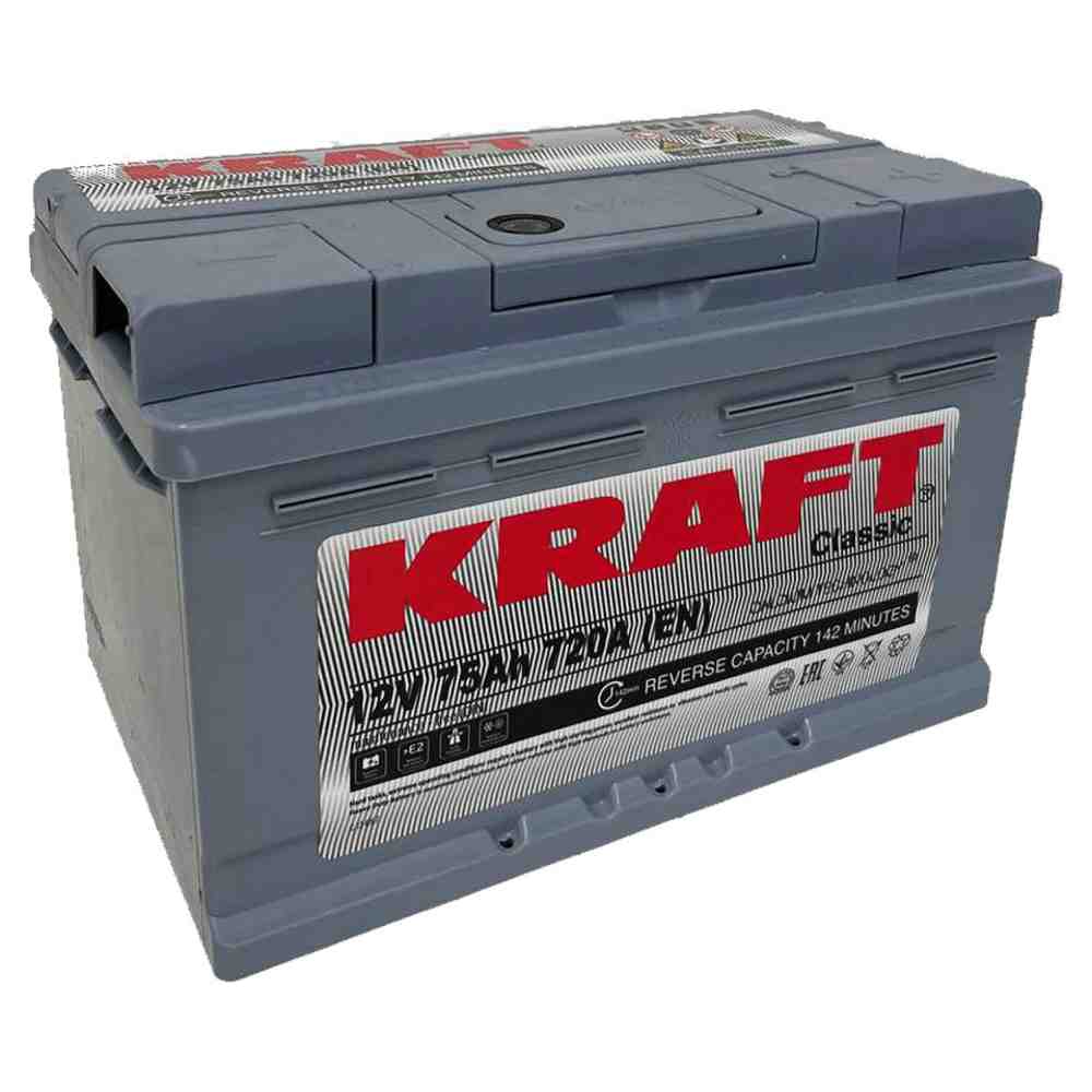 Аккумулятор автомобильный KRAFT Classic 75 R+ низк.