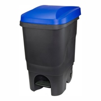 Контейнер для мусора 60л с педалью (синяя крышка) (IDEA) (М2398) - фото