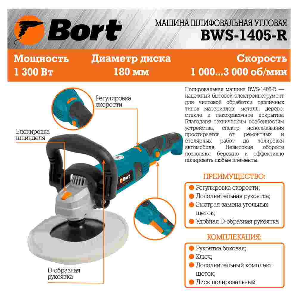 Полировальная машина Bort BWS-1405-R