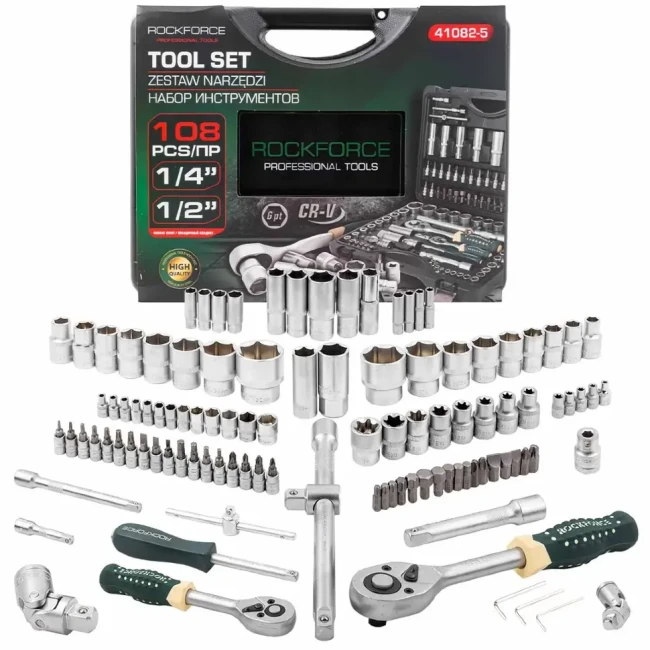 Набор головок и бит 108пр. 1/4'',1/2'' RockFORCE RF-41082-5 Набор головок и бит 108пр. 1/4'',1/2'' RockFORCE RF-41082-5