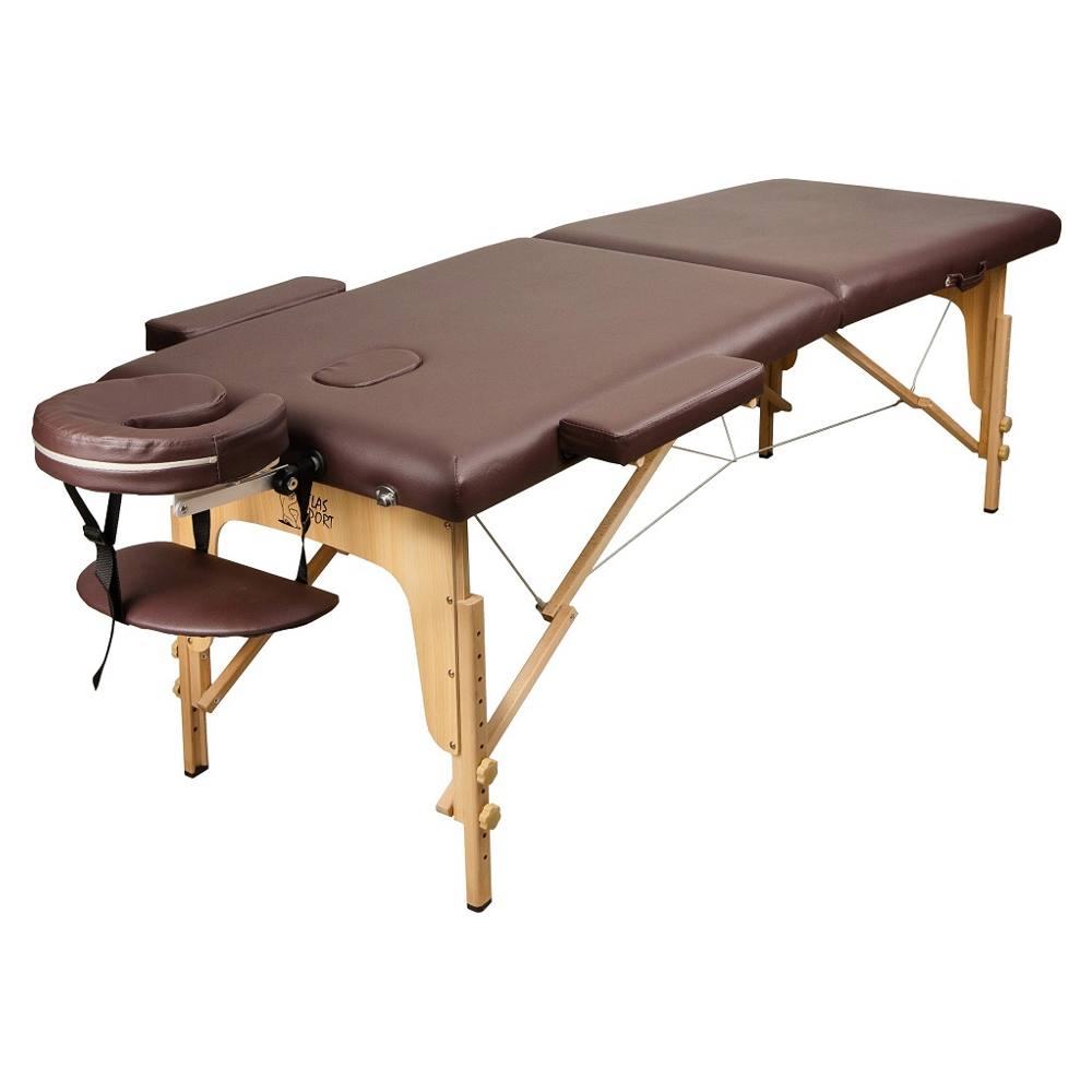 Массажный стол Atlas Sport складной 2-х секционный деревянный (коричневый)