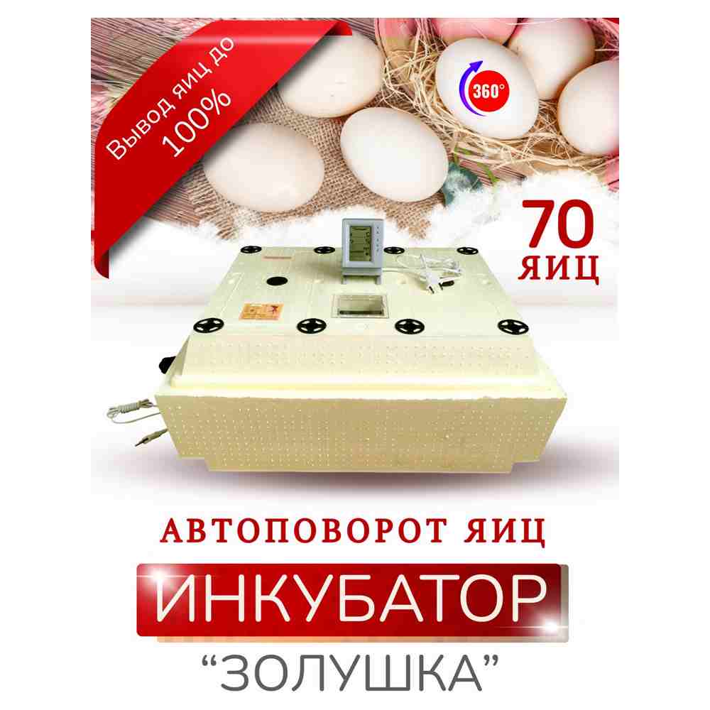 Инкубатор для яиц "Золушка-2020" 70 яиц ( Цифровой, автомат, гигрометр, питание 220в)