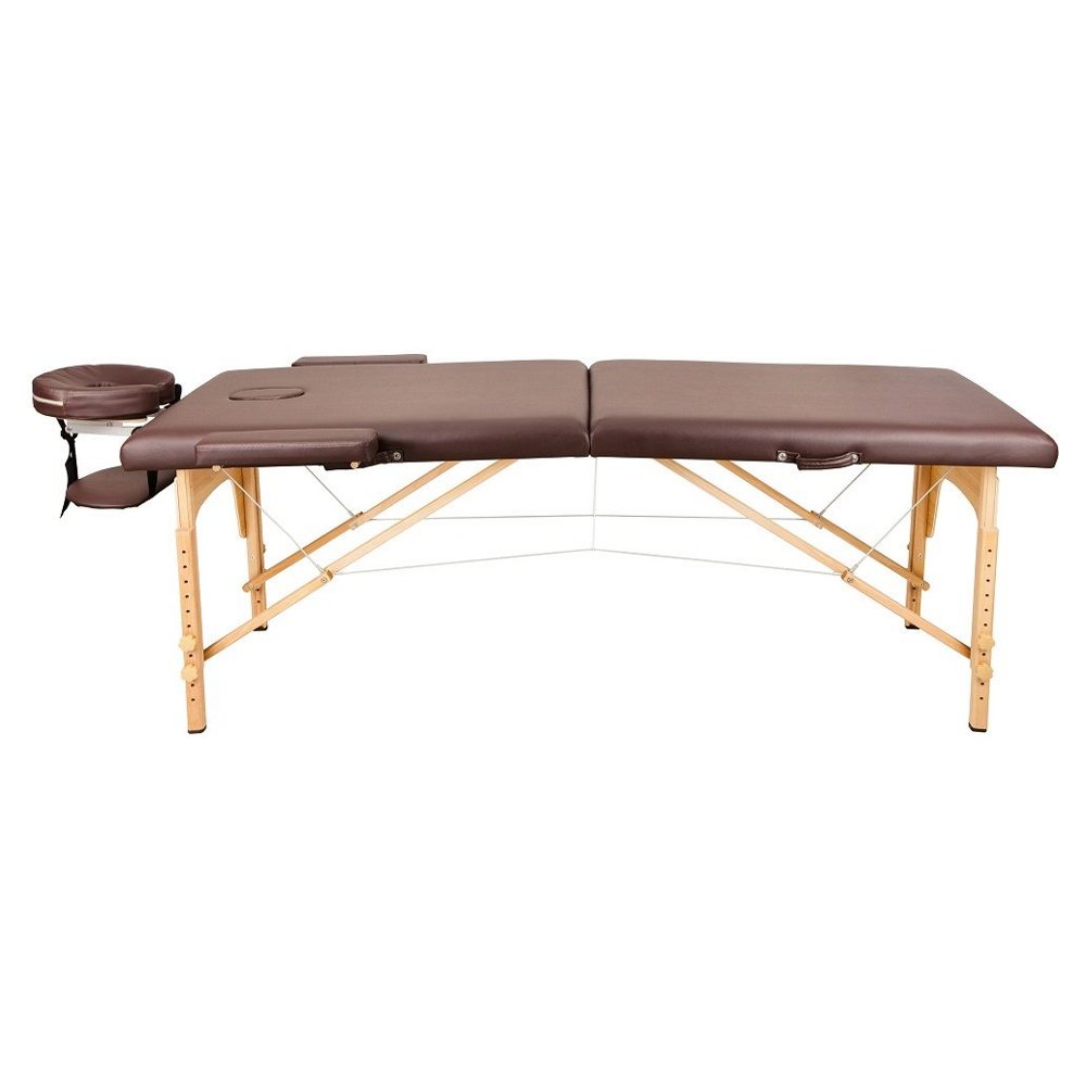 Массажный стол Atlas Sport складной 2-х секционный деревянный (коричневый)
