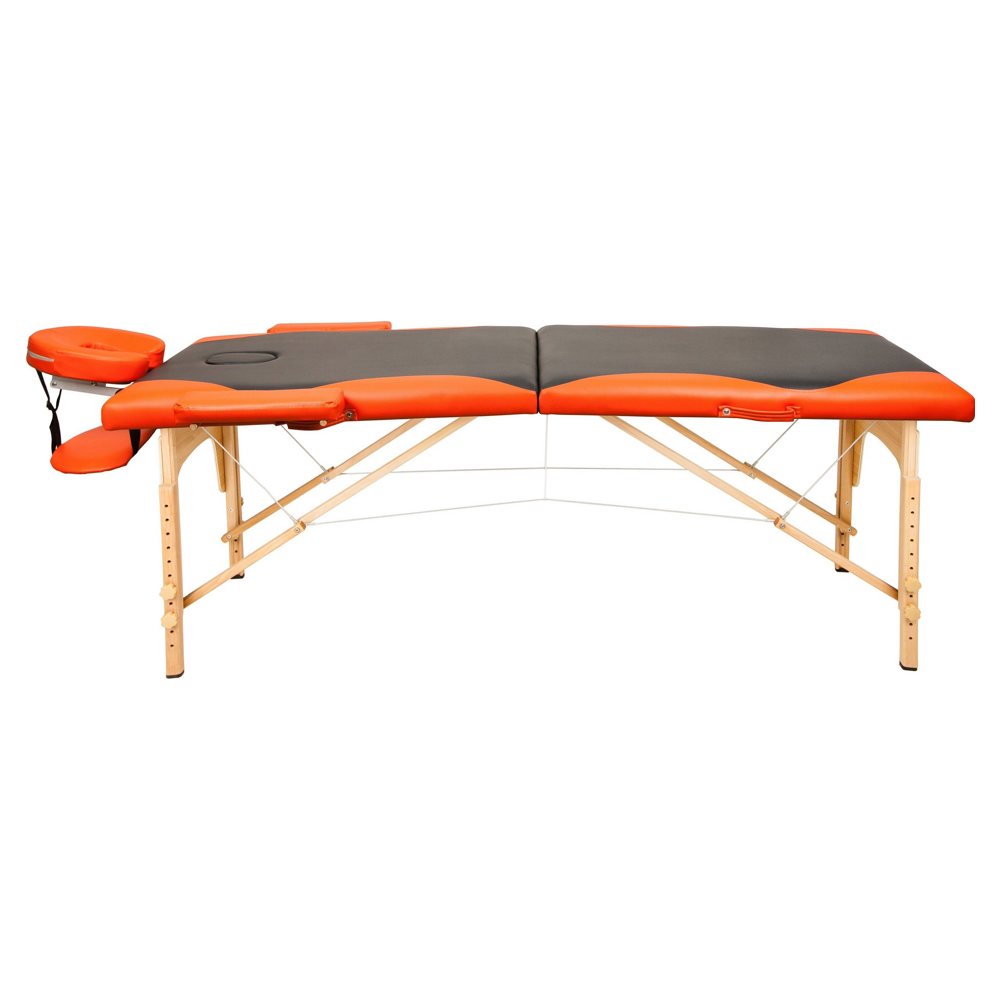 Массажный стол Atlas Sport складной 2-с деревянный 70 см (черно оранжевый)