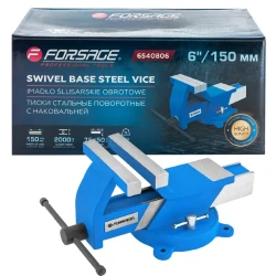 Тиски стальные поворотные с наковальней Forsage 150мм (F-6540806) - фото