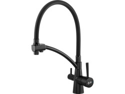 Смеситель для кухни с гибким изливом AV Engineering AVLUX4-A49BL (черный) - фото