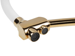 Смеситель для кухни с гибким изливом AV Engineering AVLUX4-A49GLW (золото/белый) - фото2