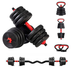 Набор гантелей с W-образным грифом 7 в 1 AMETIST 30 кг - фото